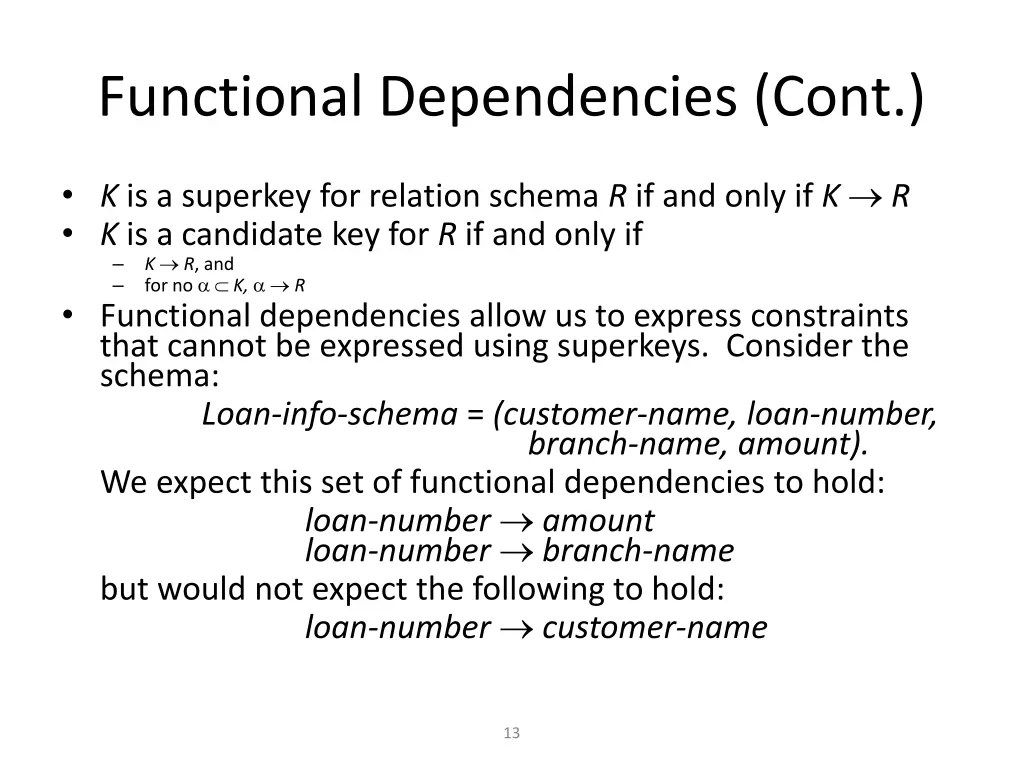 functional dependencies cont