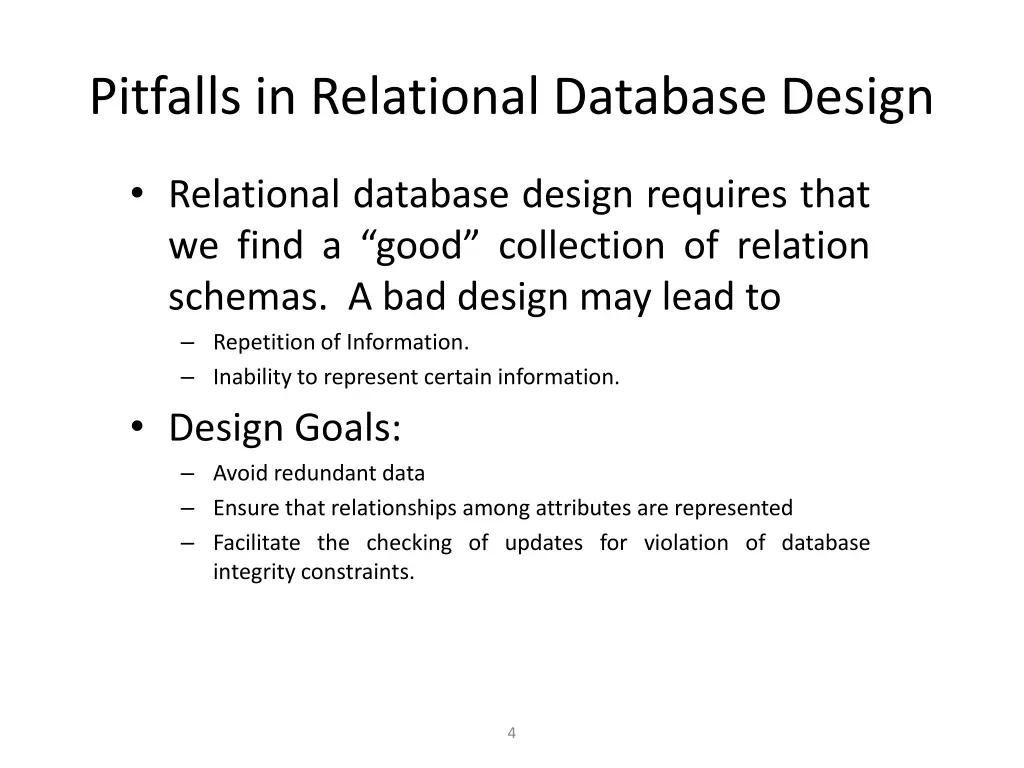 pitfalls in relational database design