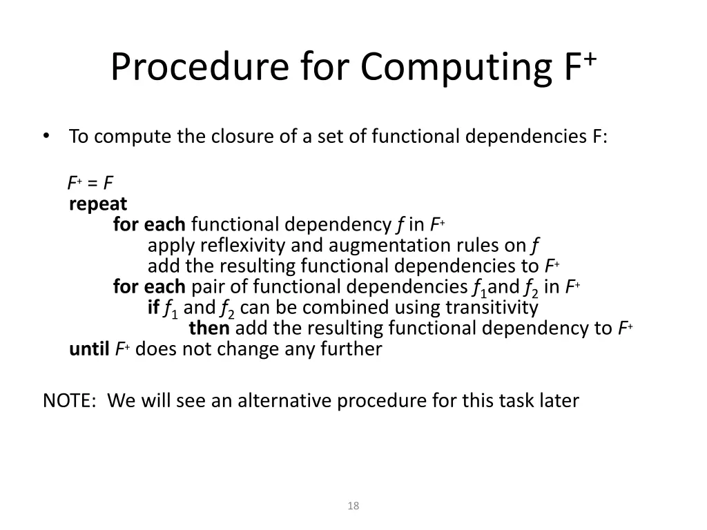 procedure for computing f