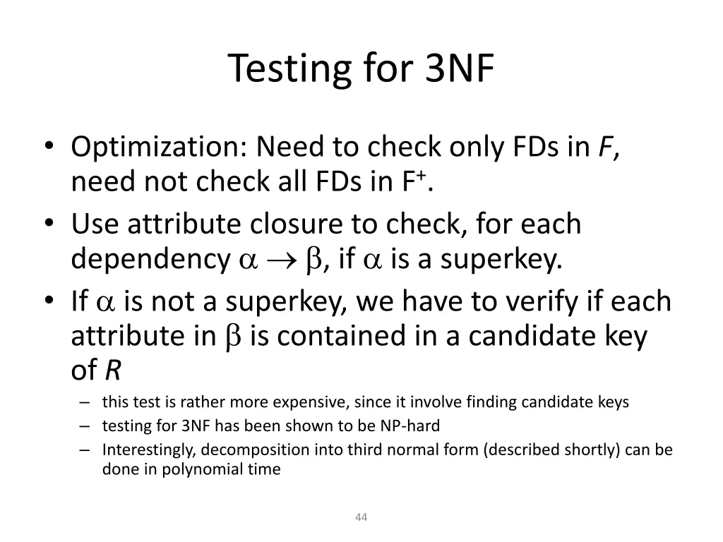 testing for 3nf