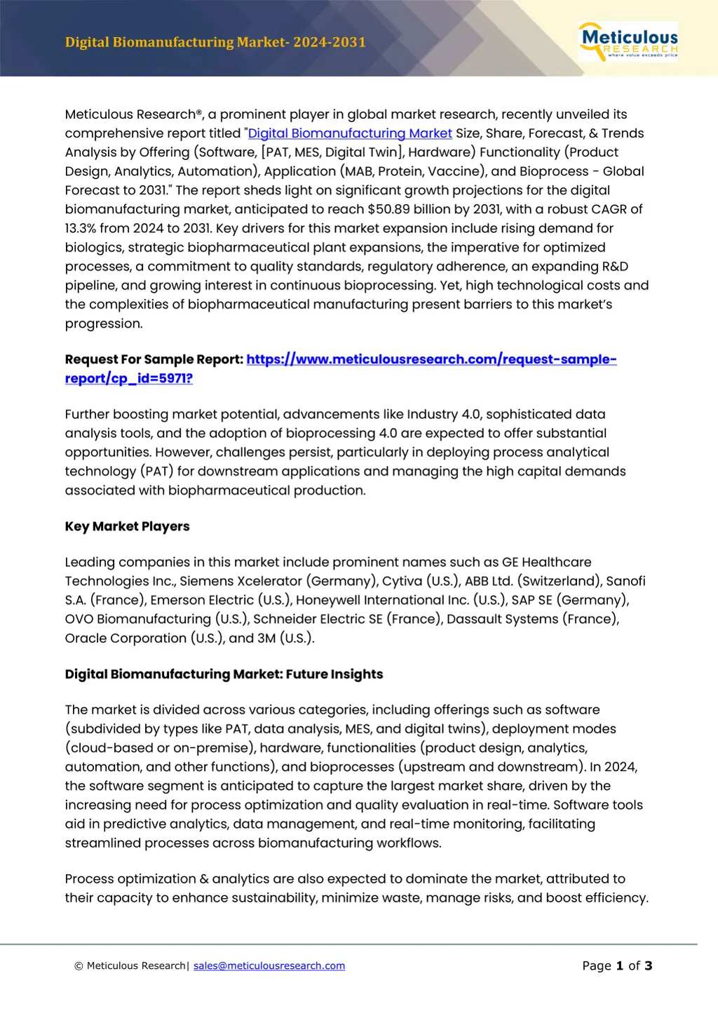 digital biomanufacturing market 2024 2031