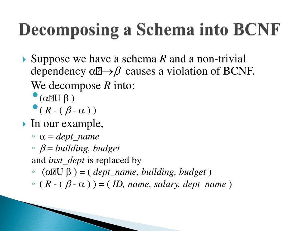 suppose we have a schema r and a non trivial