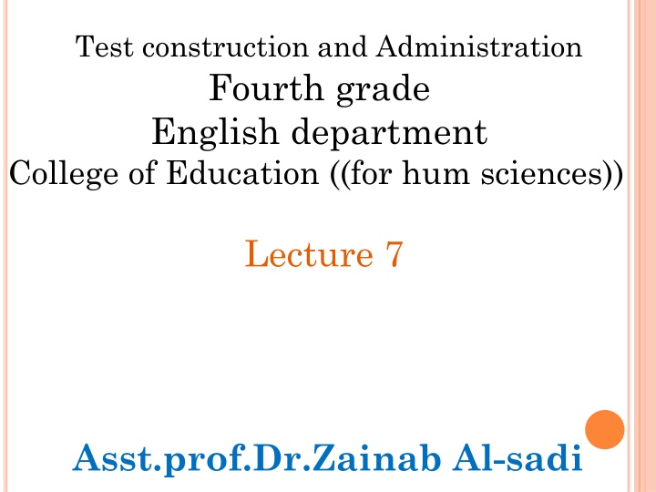 test construction and administration fourth grade