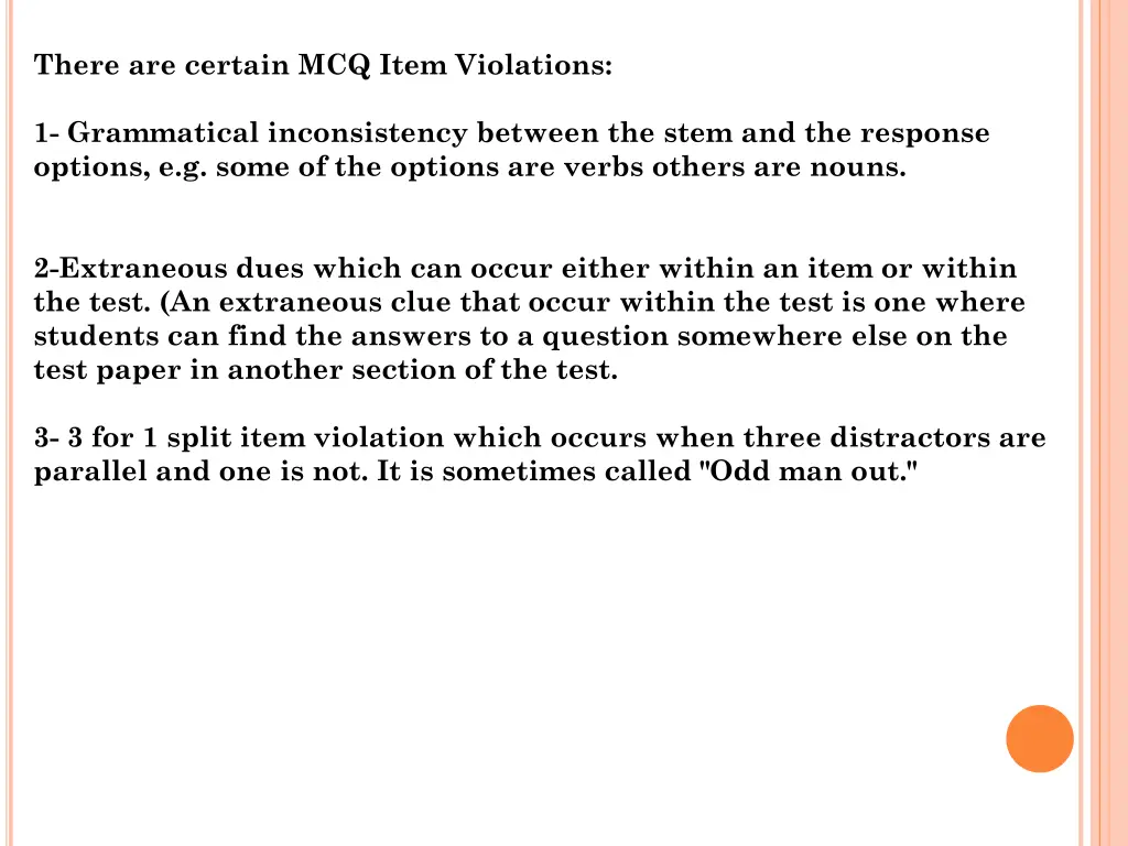 there are certain mcq item violations