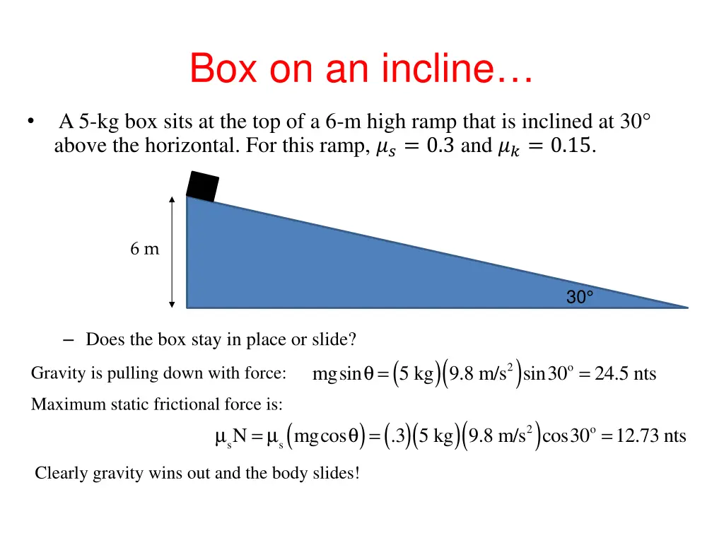 box on an incline