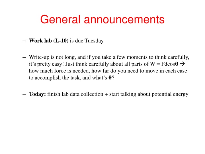 general announcements