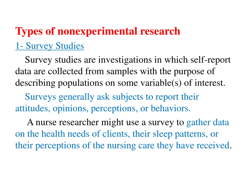 types of nonexperimental research 1 survey 1