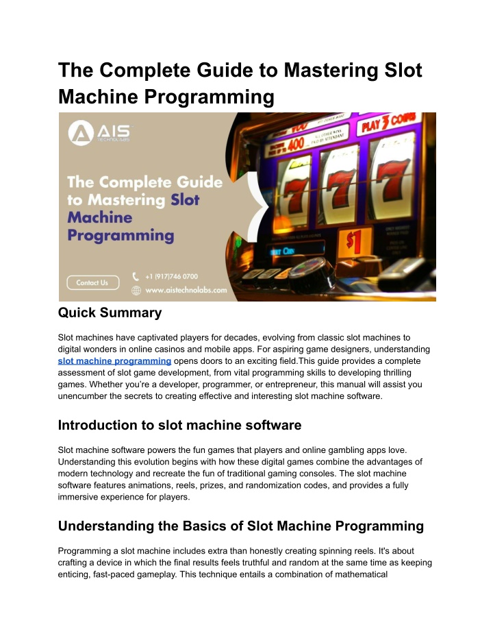 the complete guide to mastering slot machine