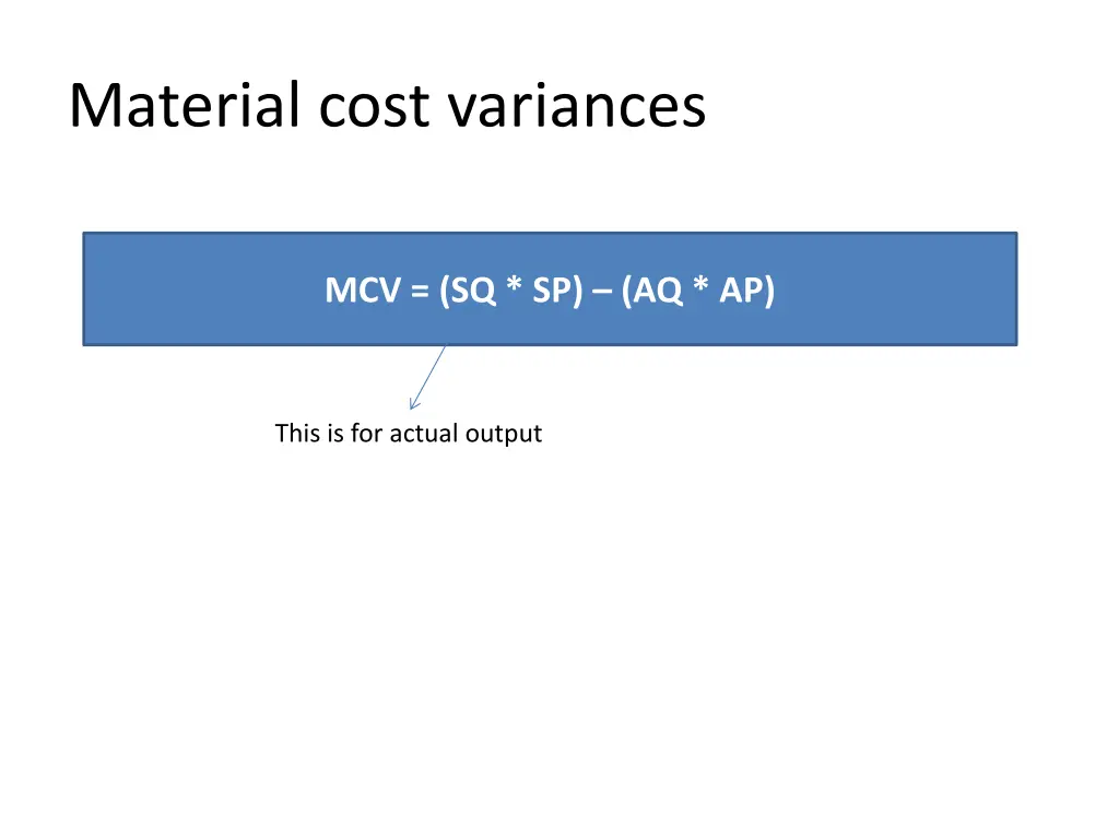 material cost variances 1