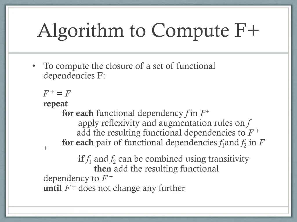 algorithm to compute f