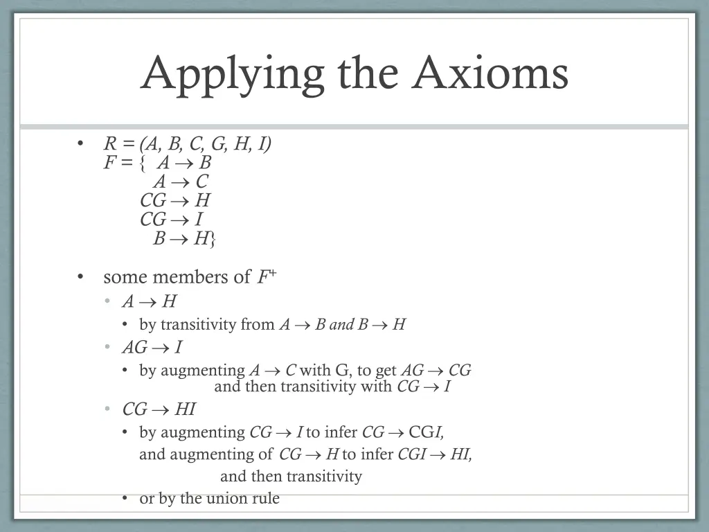 applying the axioms