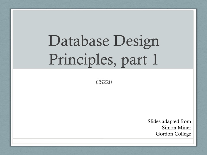 database design principles part 1