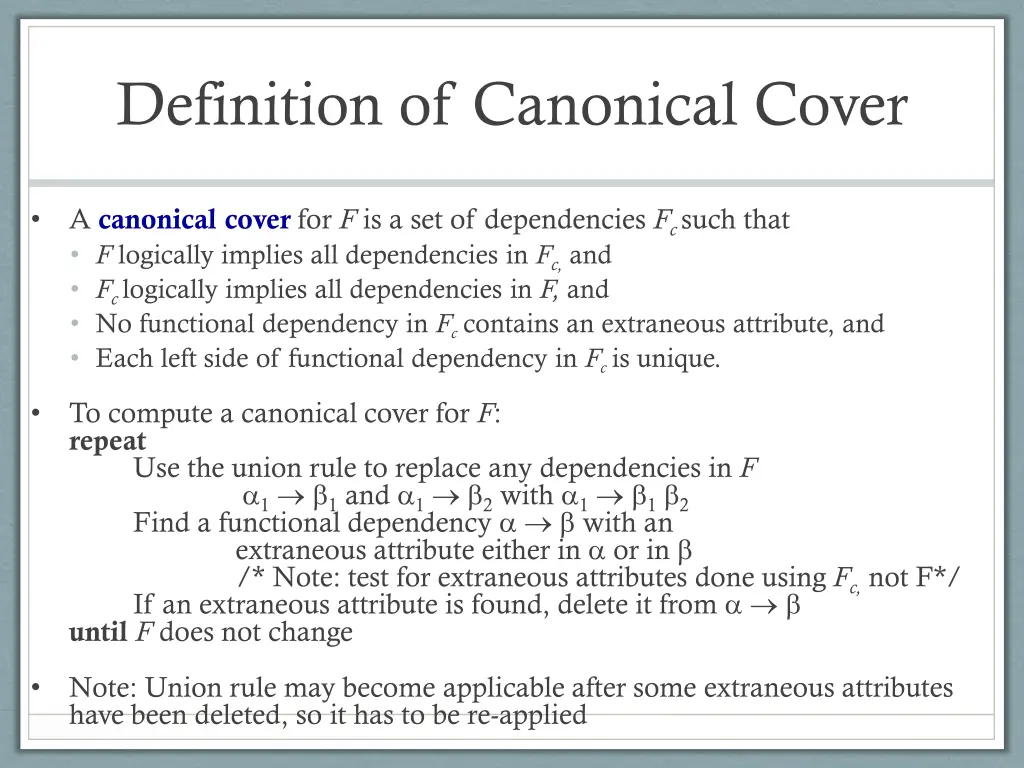 definition of canonical cover