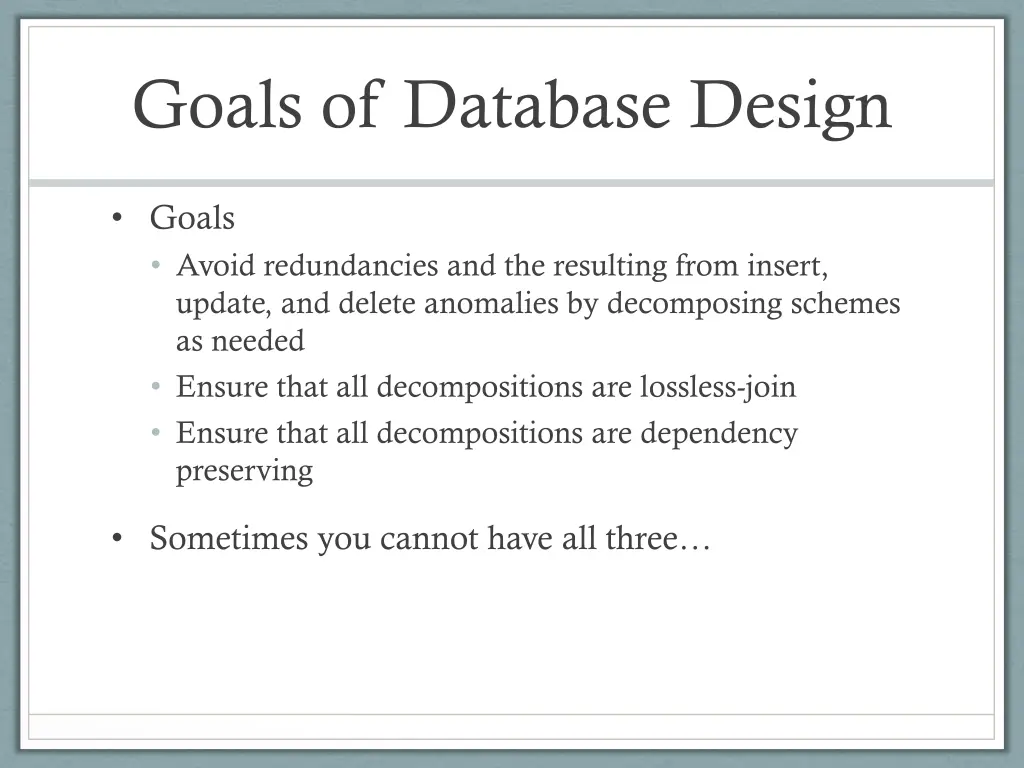 goals of database design 1