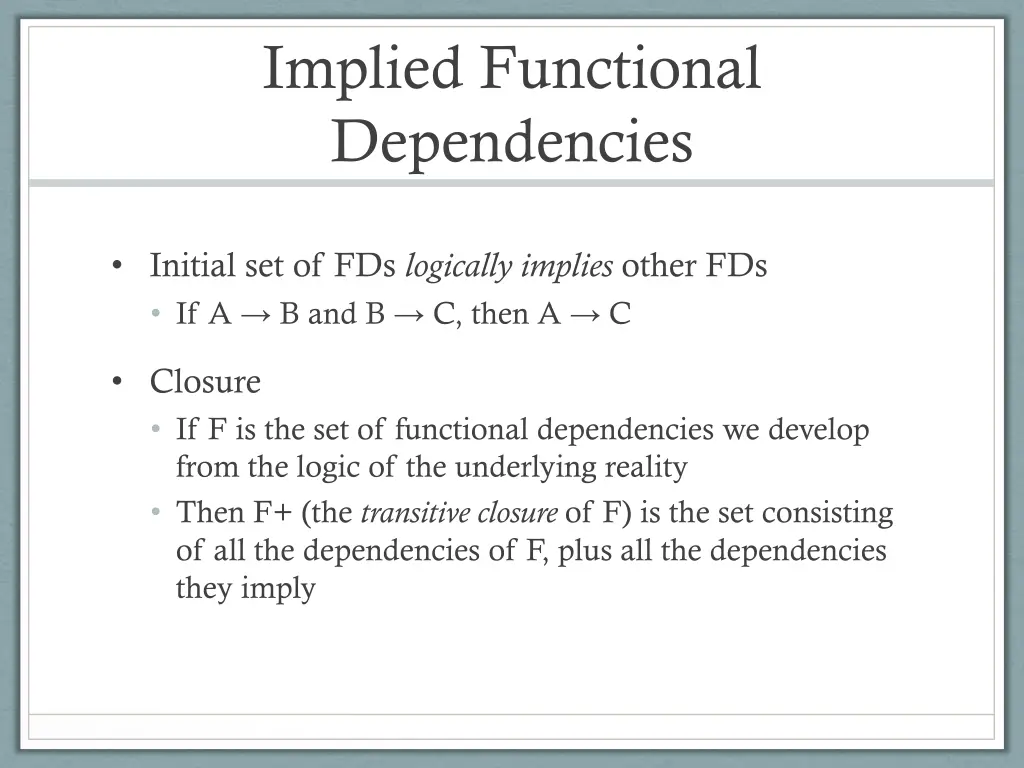 implied functional dependencies