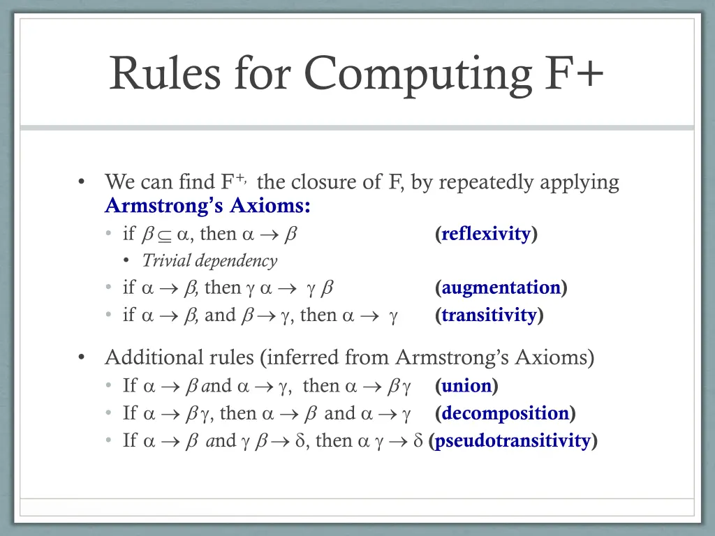 rules for computing f