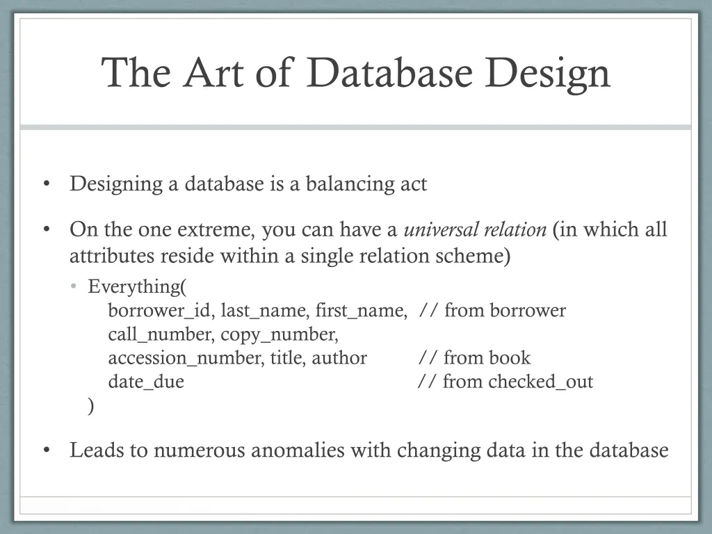 the art of database design