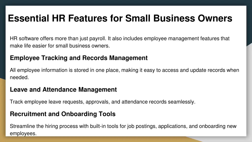 essential hr features for small business owners