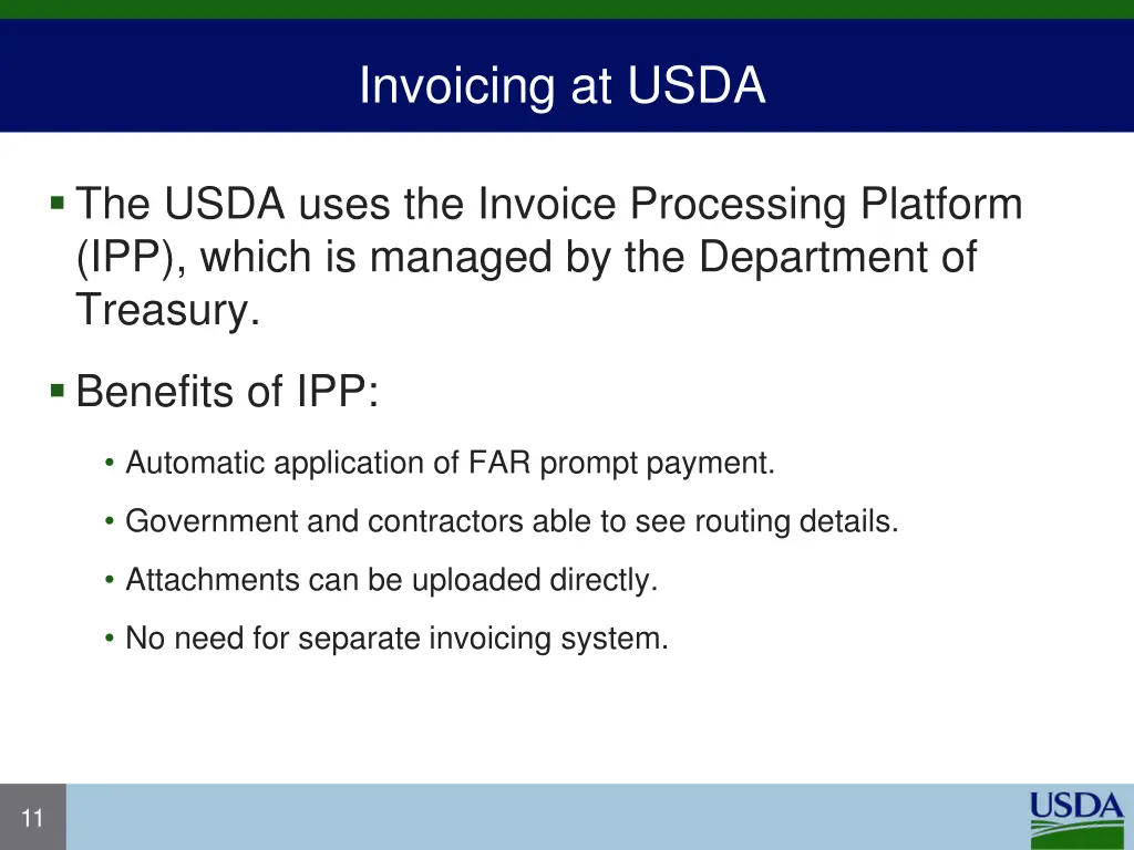 invoicing at usda