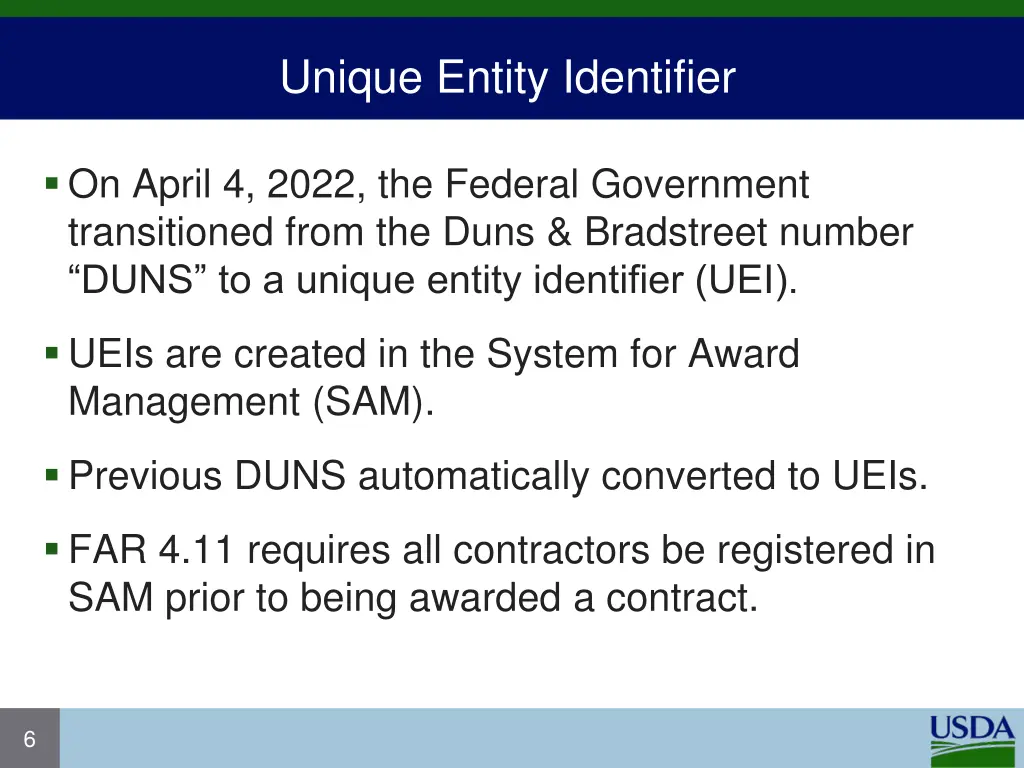 unique entity identifier