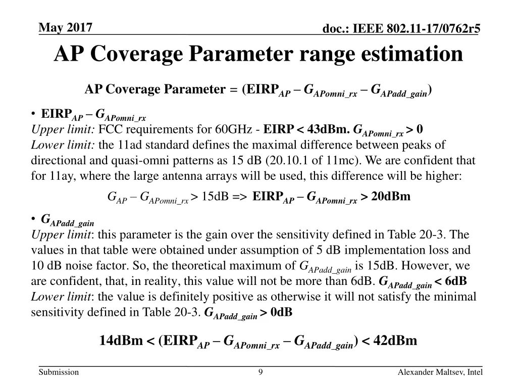 may 2017 ap coverage parameter range estimation