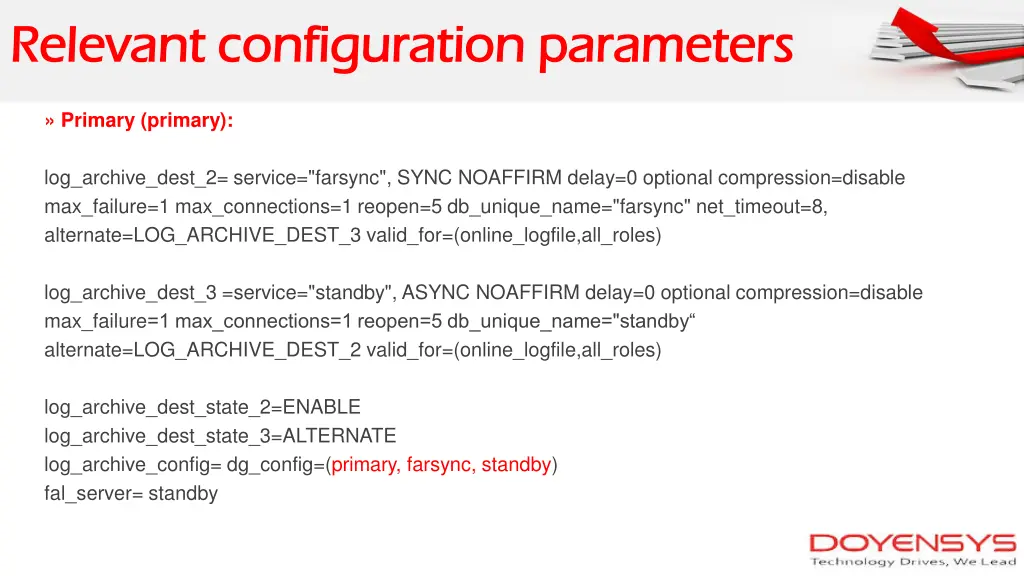 relevant configuration parameters relevant