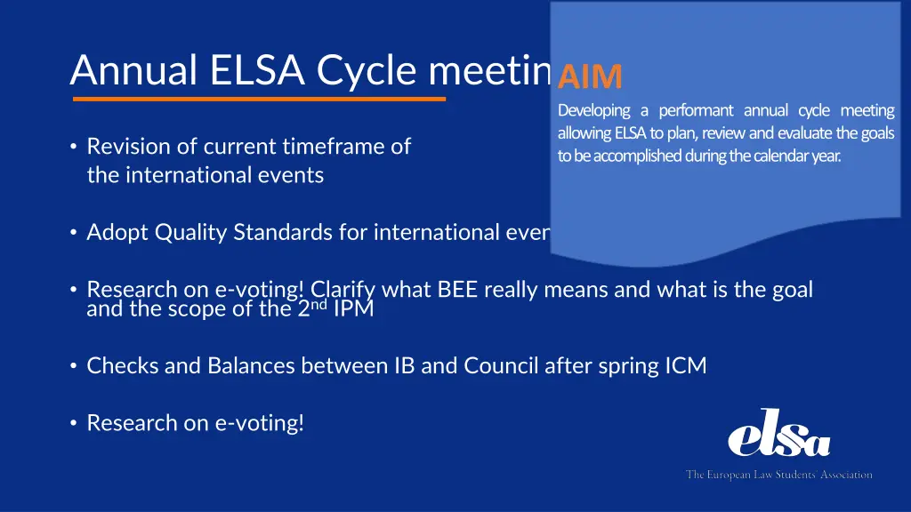 annual elsa cycle meeting