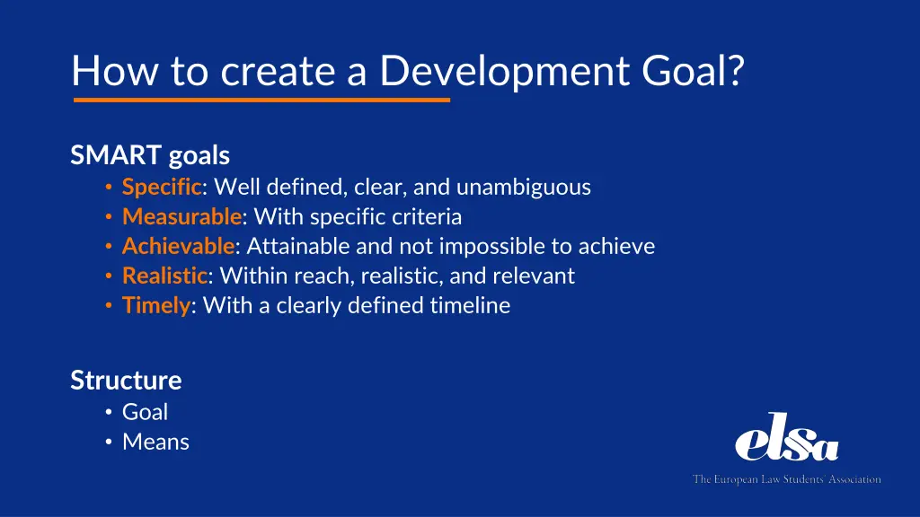 how to create a development goal