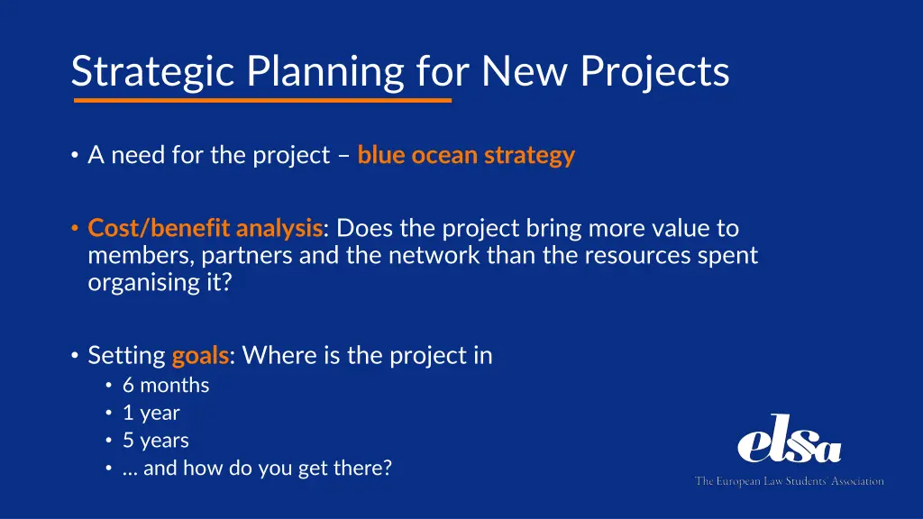 strategic planning for new projects