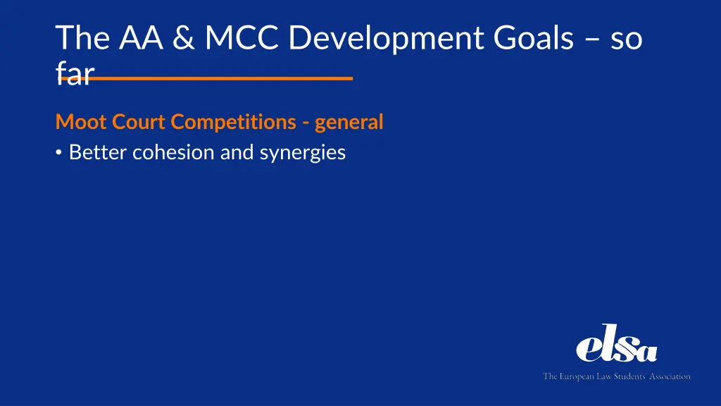 the aa mcc development goals so far 6