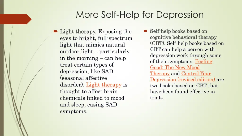 more self help for depression