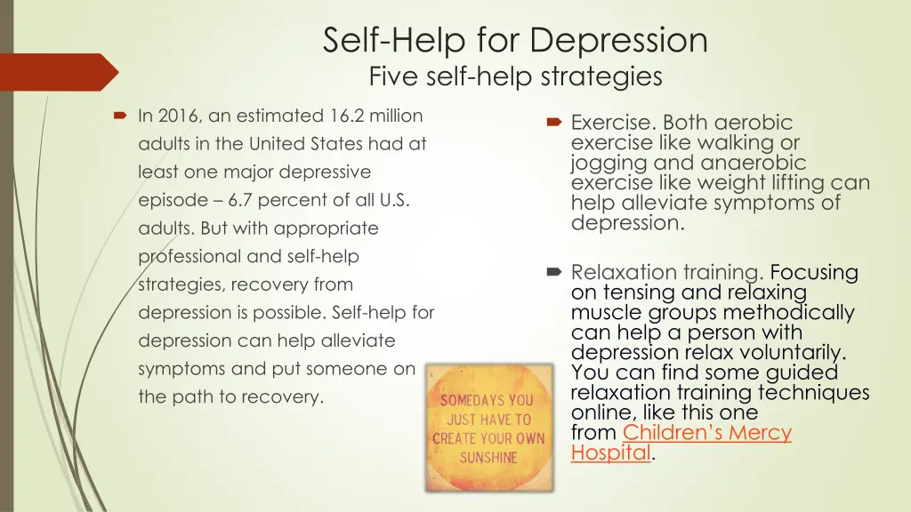 self help for depression five self help strategies