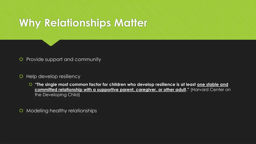 why relationships matter