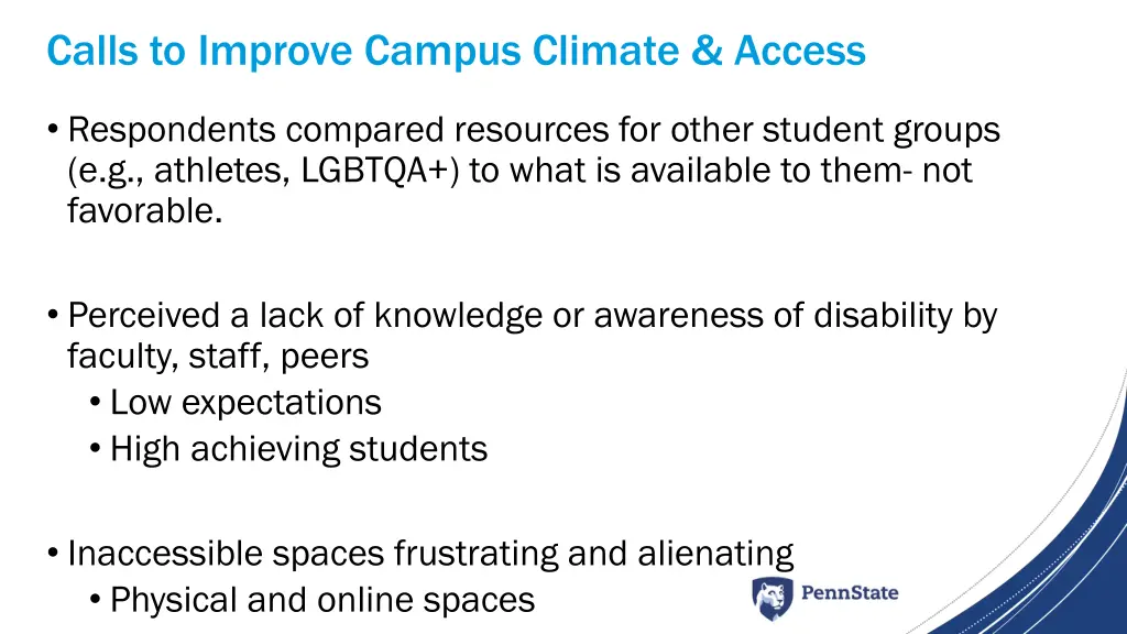 calls to improve campus climate access