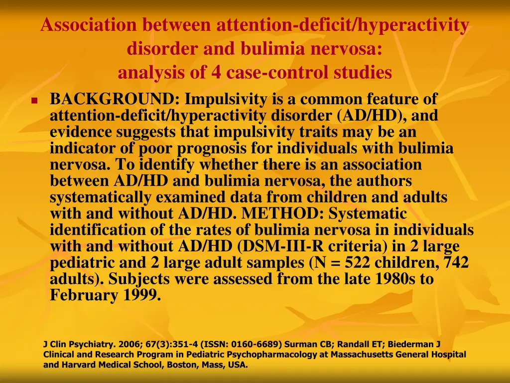 association between attention deficit