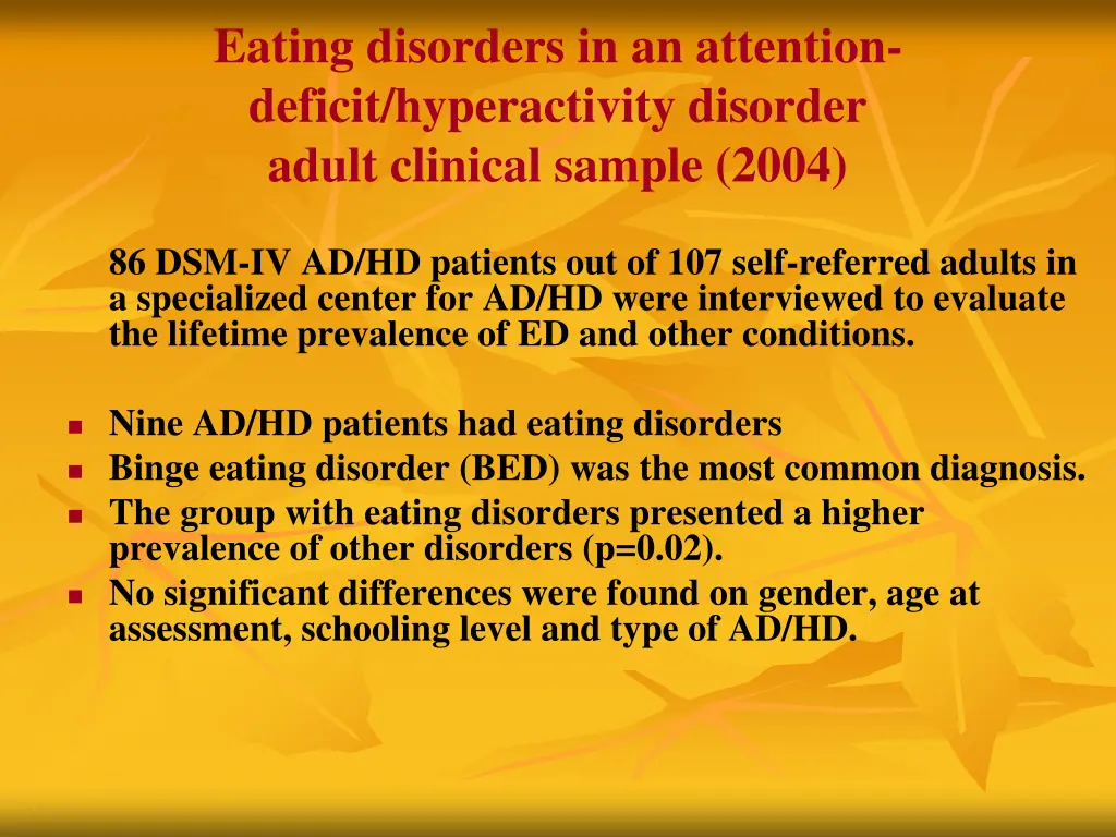 eating disorders in an attention deficit