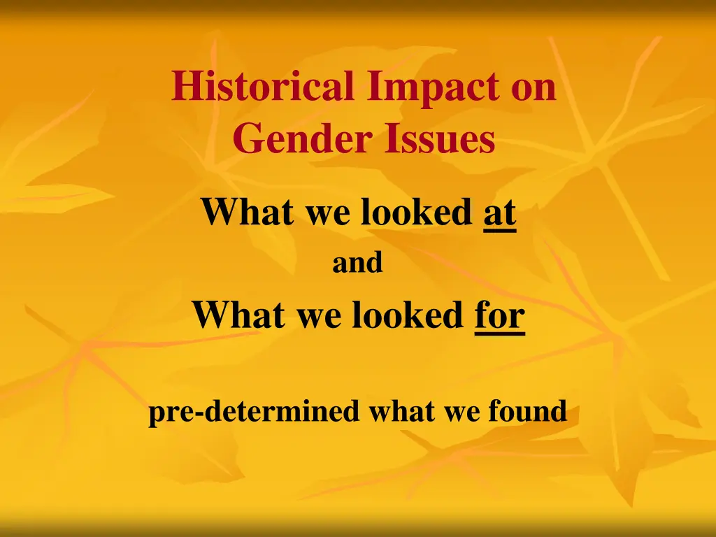 historical impact on gender issues