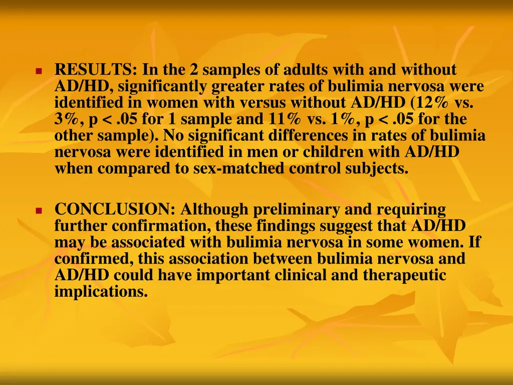 results in the 2 samples of adults with