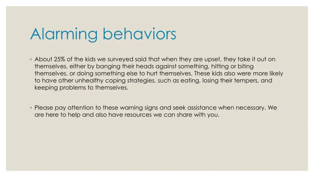 alarming behaviors