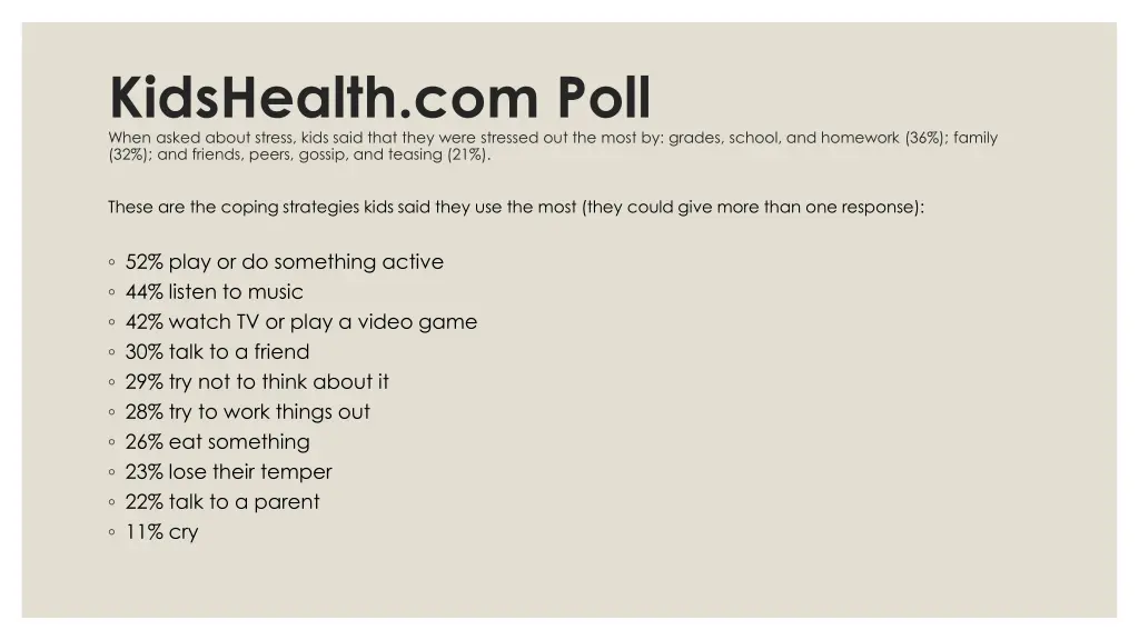 kidshealth com poll when asked about stress kids