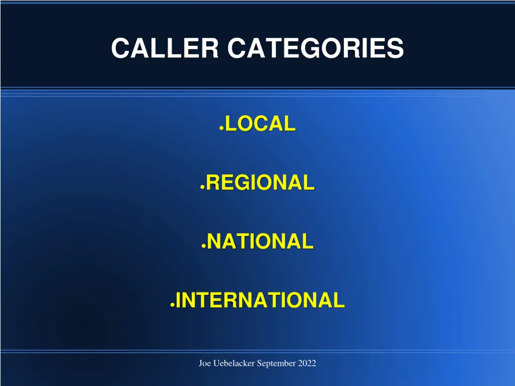 caller categories