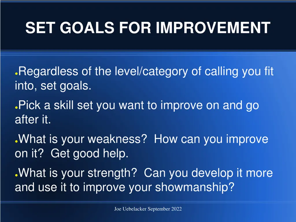 set goals for improvement