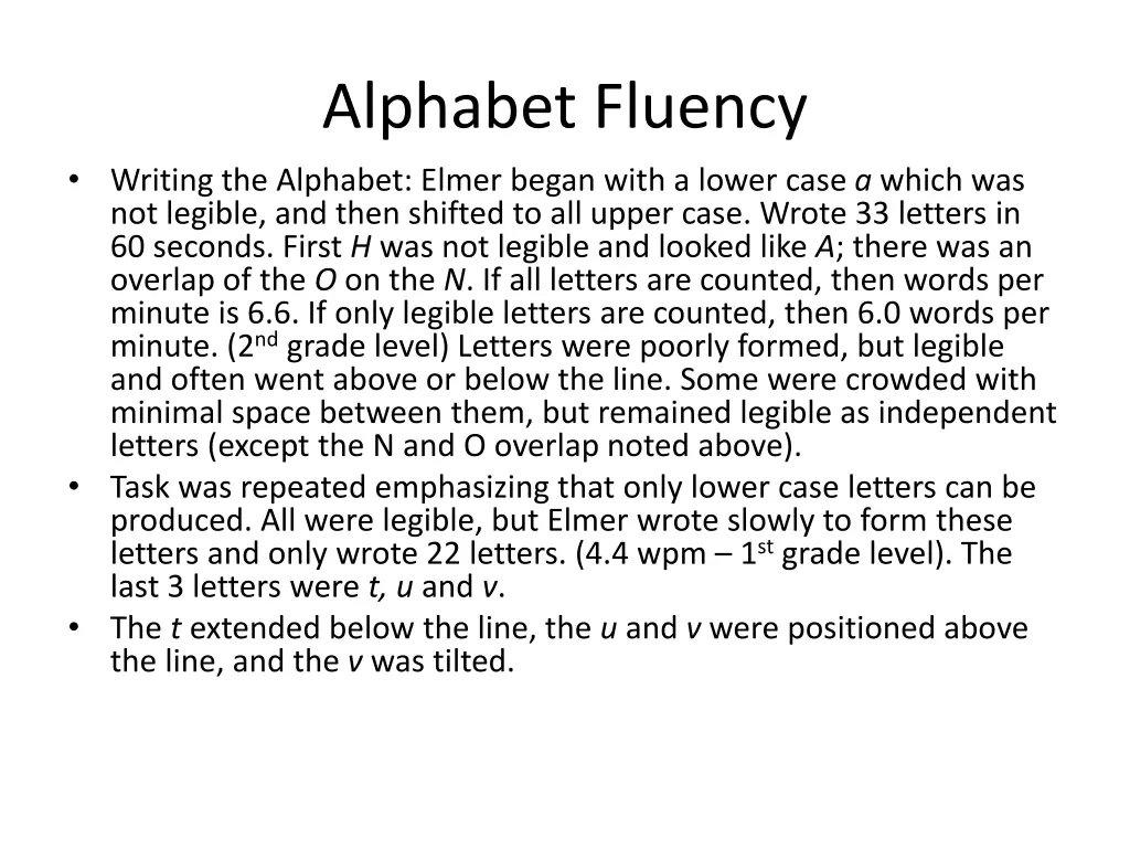 alphabet fluency