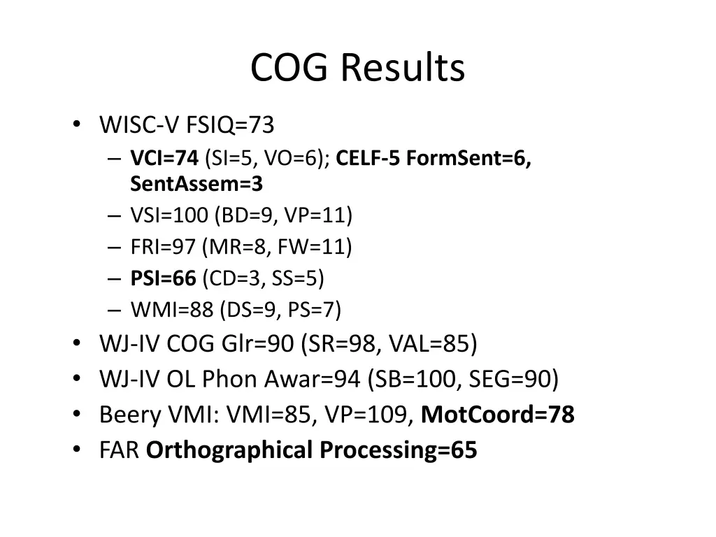 cog results