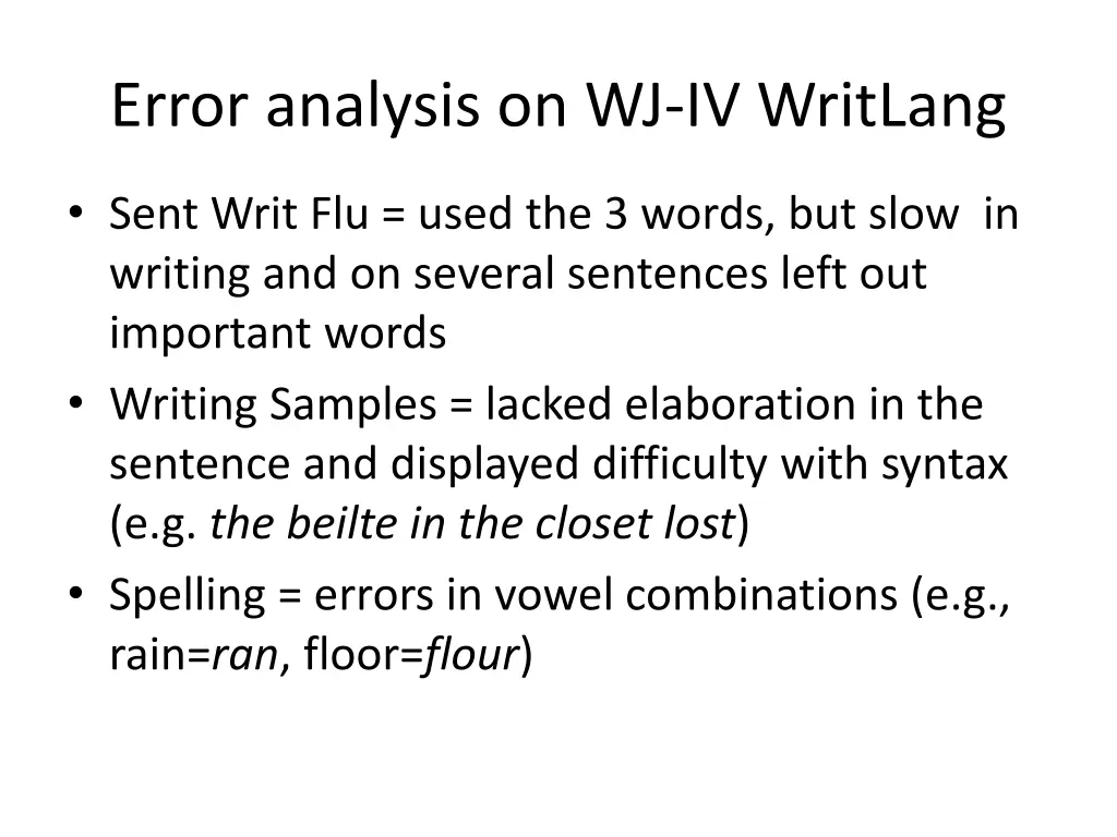 error analysis on wj iv writlang