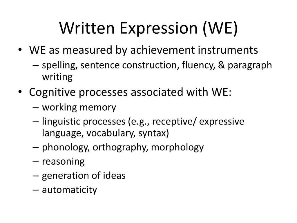 written expression we we as measured