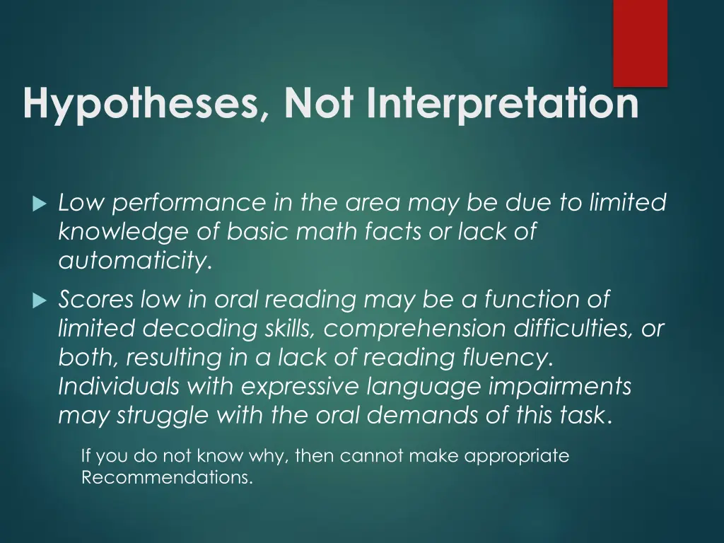 hypotheses not interpretation