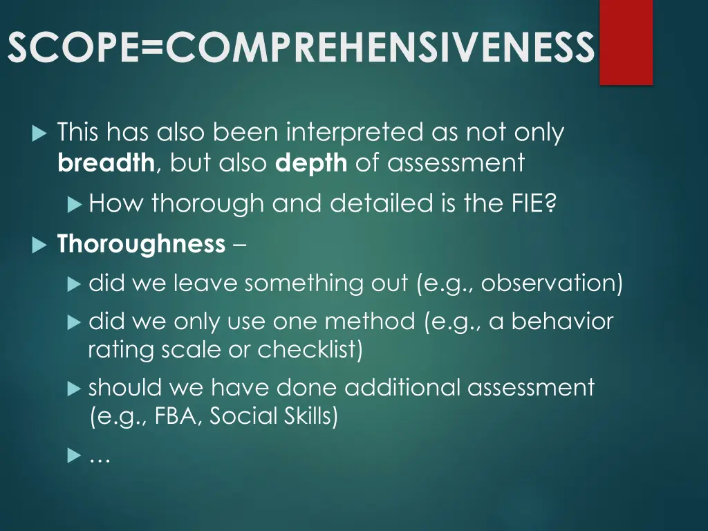 scope comprehensiveness