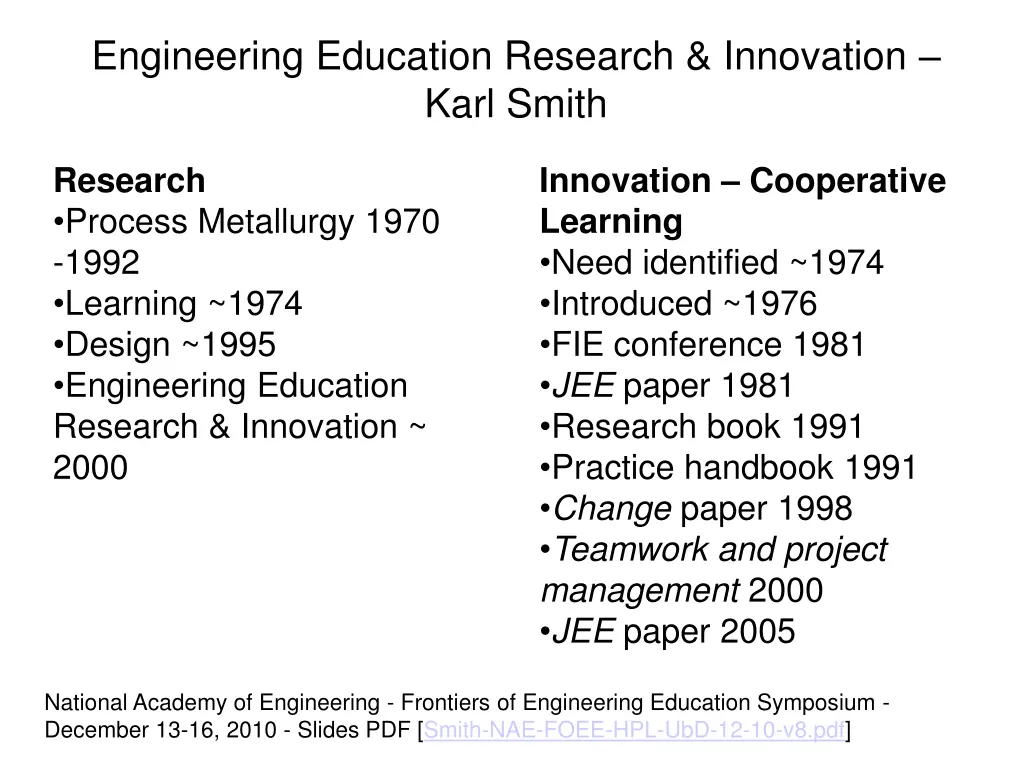 engineering education research innovation karl