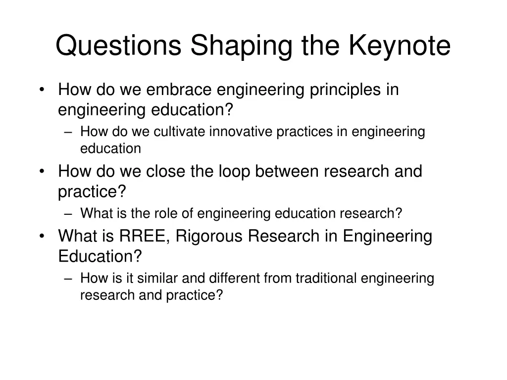 questions shaping the keynote